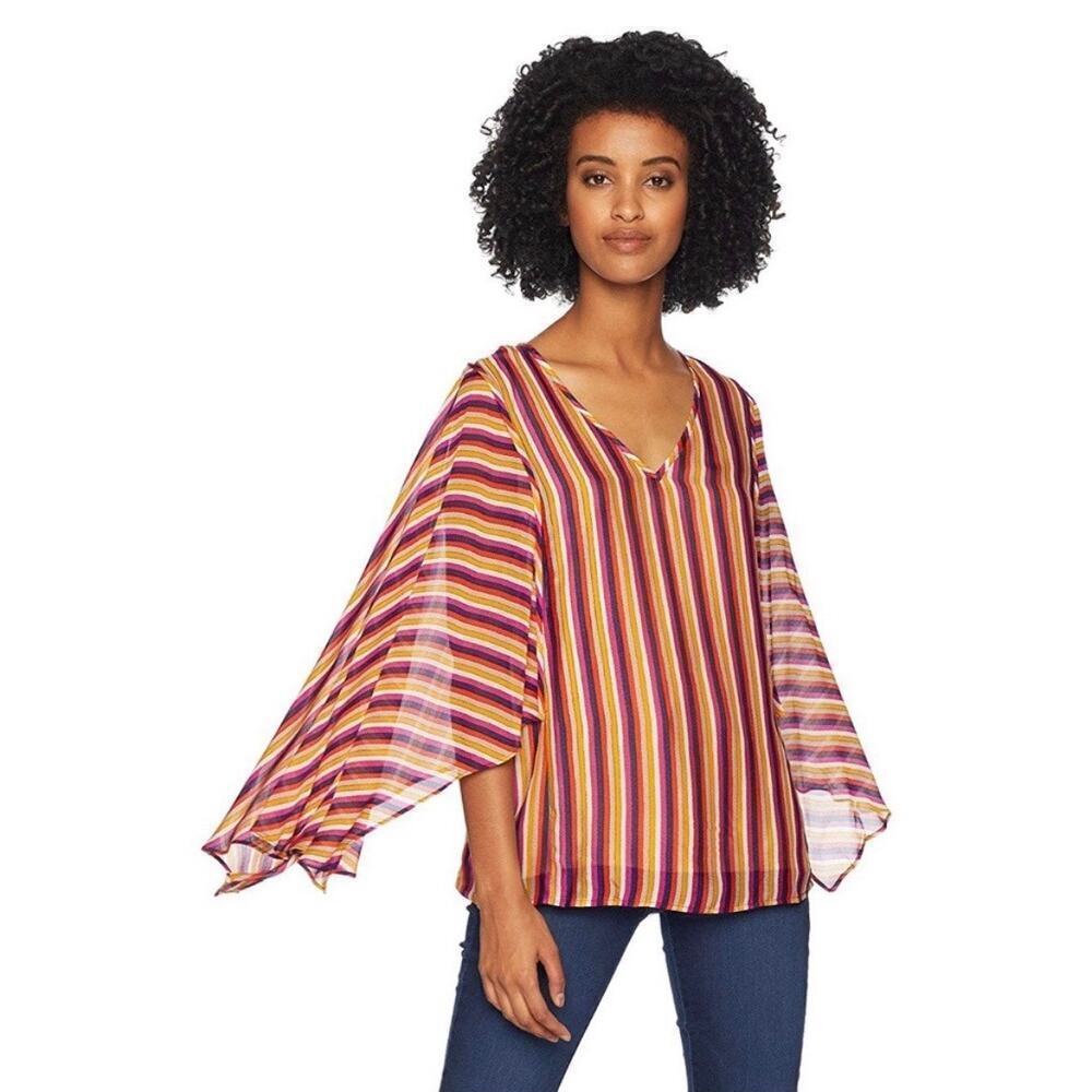 Trina Turk Blouse‎ Pagoda Stripe Multicolor Women’s Top XS